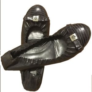 Size 6.5 Tory Burch Black Leather Ballet Flats